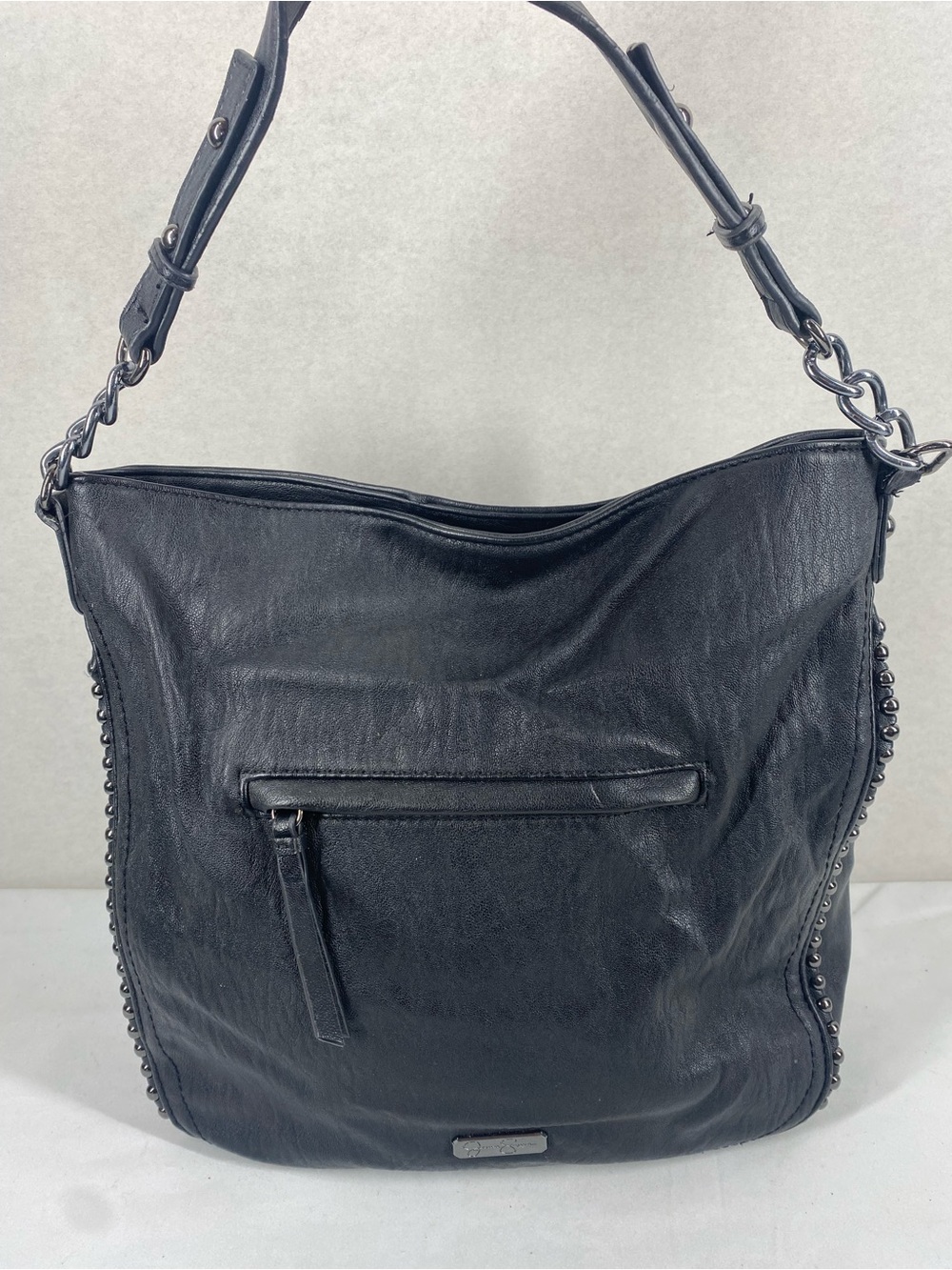 Jessica Simpson Black Leather Riveted Handbag
